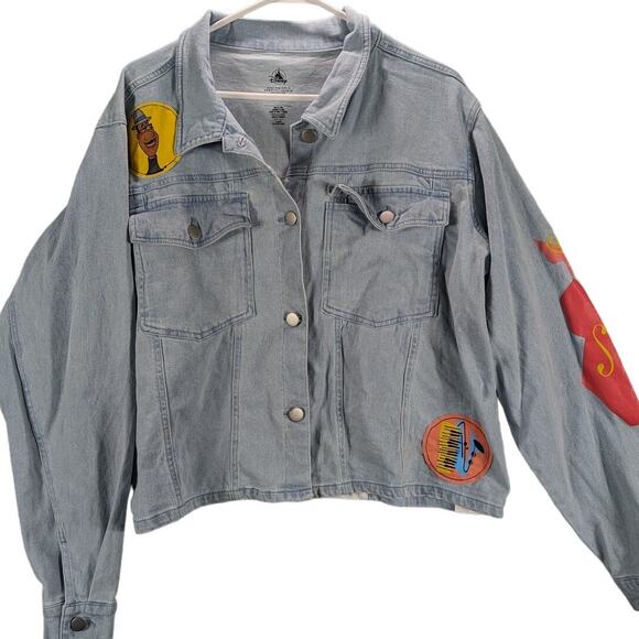 Disney Pixar Soul Jean Jacket Womens 1X Plus Blue Denim Light kidcore Retro - Picture 2 of 8